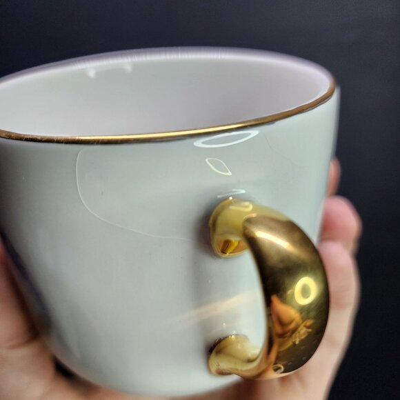 Thomas Kinkade Coffee Tea Cup Saucer Moonlight Cottage Painted Gold Trim SET - Picture 6 of 10